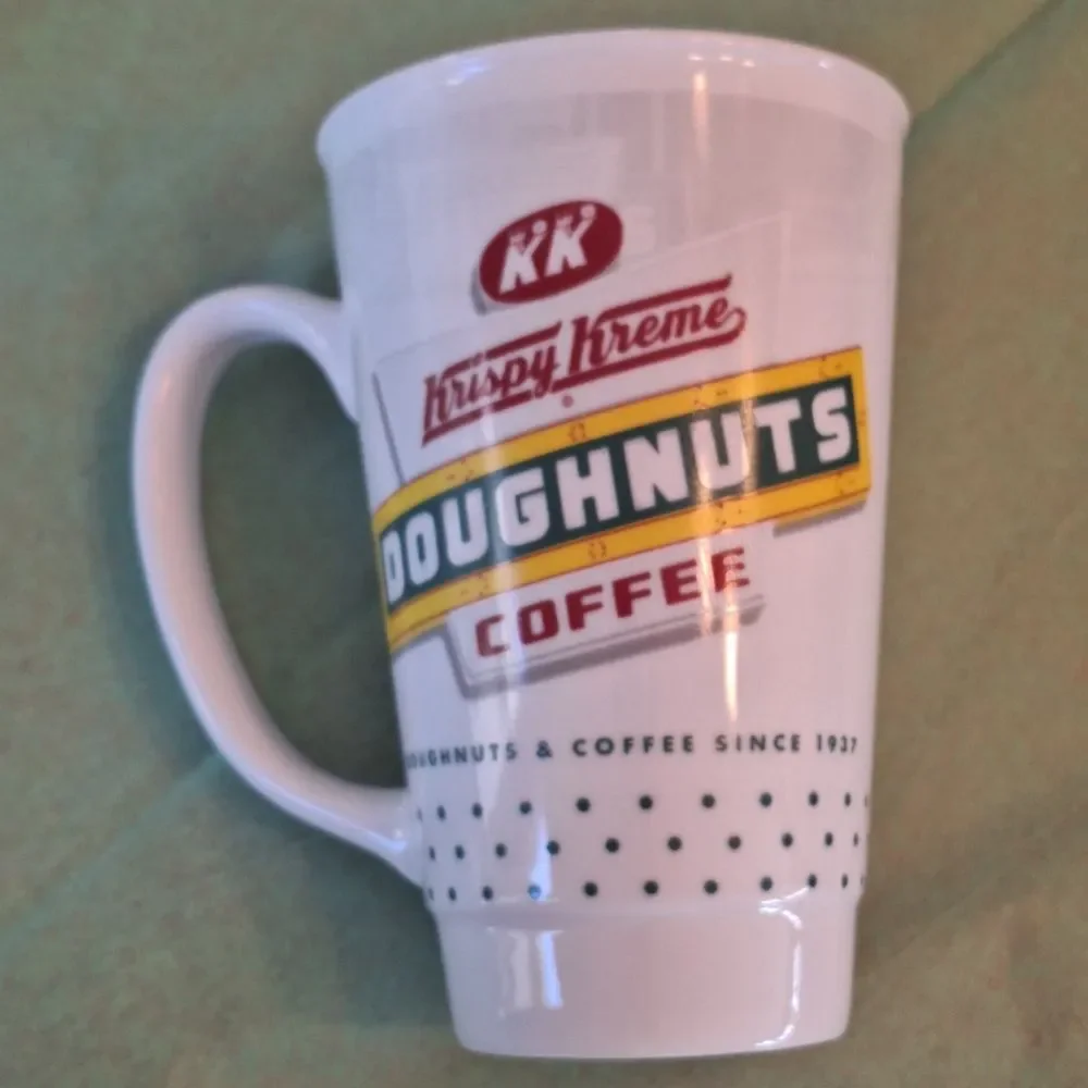 Krispy Kreme Tall Coffee Mug holds 18 Oz Heavy Duty Porcelain Ceramic